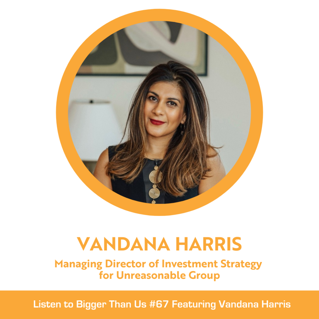 Bigger Than Us #67 Vandana Harris, Managing Director of Investment Strategy for Unreasonable Group